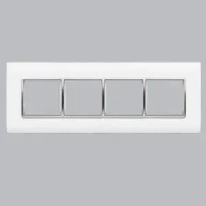 ANCHOR PENTA GINA PLATE,8 MODULE HORIZONTAL, WHITE WITH  SILVER BORDER