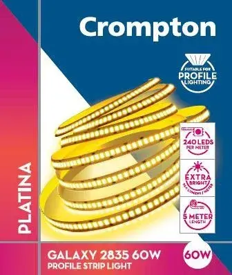Crompton 60W Galaxy Strip 240 LED/Mtr, 12V DC (5Mtr-Roll) WARM WHITE
