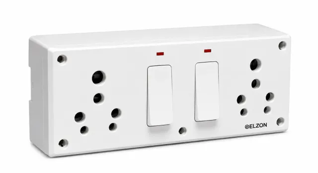 ELZON Double 6/16A Extension Board with Dual Indicator & Junction Box