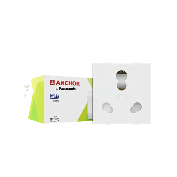 Anchor Roma 3 Pin Socket, 2 Module, White
