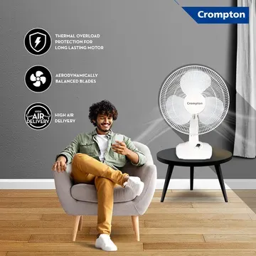 Crompton  Wave Plus ( White ) TABLE FAN