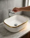 Table top white colour with gold line